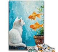 1000 Pieces Jigsaw Puzzles For Teens And Adults Cat And Goldfish Learning Educational Toys Fun at Home Activities, Birthday Present,Travel Gifts 50x75cm