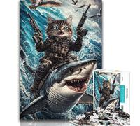 1000 Pieces Jigsaw Puzzles For Teens And Adults Cat And Shark Puzzles,is Ideal As Gifts for The Whole Family for Age 14 (size 38x26cm)