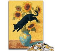 1000 Pieces Jigsaw Puzzles For Teens And Adults Cat And Sunflower Adult Puzzles,Challenging Game Gifts for Is Ideal As A Gift for The Whole Family (26x38cm)