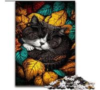 1000 Pieces Jigsaw Puzzles For Teens And Adults Cat in The Fallen Leaves, Family Activity Unique Home Decor And Gifts for Ages 14+ (Size 26x38cm)