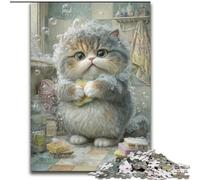 1000 Pieces Jigsaw Puzzles For Teens And Adults Cat Taking A Bath, Educational Toys for Is Ideal As A Gift for The Whole Family for And 14 Years Old (Size 26x38cm)