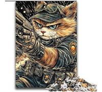 1000 Pieces Jigsaw Puzzles For Teens And Adults Cat Warrior,Stress Reliever Staycation Kill Time with Matching Poster And Trivia Sheet 38x52cm