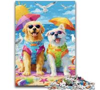 1000 Pieces Jigsaw Puzzles For Teens And Adults Cats And Dogs on The Beach Challenging To Complete But Fun And Humorous Birthday Present, Gifts, Wall Art 38x26cm
