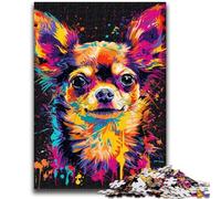 1000 Pieces Jigsaw Puzzles For Teens And Adults Chihuahua DJ Neon Adult Jigsaw,Staycation Kill Time with Fully Interlocking Randomly Shaped Pieces (38x26cm)