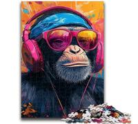 1000 Pieces Jigsaw Puzzles For Teens And Adults Chimpanzee Wearing Headphones 1000 Pieces for Adults,Educational Stress Relief Toy Great Gifts And Toys (50x75cm)