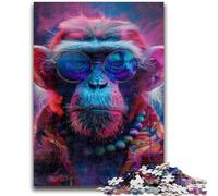 1000 Pieces Jigsaw Puzzles For Teens And Adults Chimpanzee Wearing Sunglasses Teenager Puzzles,is Ideal As Gifts for The Whole Family for Age 14 (75x50cm)