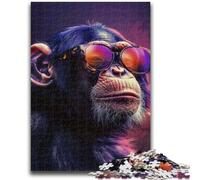 1000 Pieces Jigsaw Puzzles For Teens And Adults Chimpanzee Wearing Sunglasses Teenager Puzzles,is Ideal As Gifts for The Whole Family for Age 14 (26x38cm)