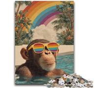 1000 Pieces Jigsaw Puzzles For Teens And Adults Chimpanzees at The Beach Stress Reliever Staycation Kill Time Wishlist with Santa Claus 50x75cm