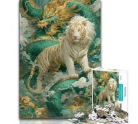 1000 Pieces Jigsaw Puzzles For Teens And Adults Chinese Style Tiger, Classic Educational Games,with Fully Interlocking Randomly Shaped Pieces for And Age 14 Years Up 38x26cm
