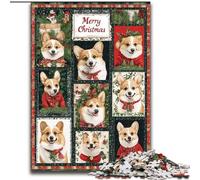 1000 Pieces Jigsaw Puzzles For Teens And Adults Christmas Corgi Collage, Educational Games Home Decoration Is Ideal As A Gift for The Whole Family 26x38cm