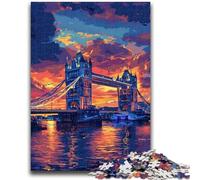 1000 Pieces Jigsaw Puzzles For Teens And Adults Colorful London Tower Bridge 1000 Piece Puzzle,for Educational Game Challenge Toy Deal As Gifts for The Whole Family (50x75cm)