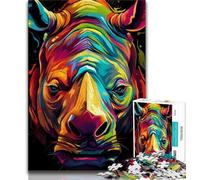 1000 Pieces Jigsaw Puzzles For Teens And Adults Colourful Rhino Animals Teenager Puzzles,Toys Educational Games Stress Relieving Unique Birthday And Gifts (size 75x50cm)