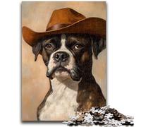 1000 Pieces Jigsaw Puzzles For Teens And Adults Cowboy Boxer Dog for And 14 Years And over Interesting Stress Reduction Gifts for Friends And Family 50x75cm