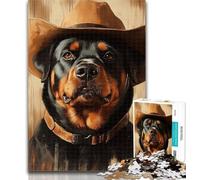 1000 Pieces Jigsaw Puzzles For Teens And Adults Cowboy Rottweiler 1000 Pieces for Adults,Educational Stress Relief Toy Great Gifts And Toys 50x75cm