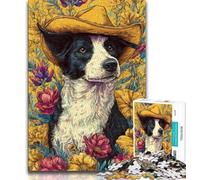 1000 Pieces Jigsaw Puzzles For Teens And Adults Cowgirl Dogs in Wildflowers 1000 Pieces for Teenagers,Decompressing Intellectual Educational Toy Perfect Decoration 75x50cm