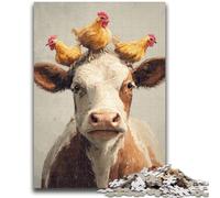 1000 Pieces Jigsaw Puzzles For Teens And Adults Cows And Hens Adult Jigsaw,Staycation Kill Time with Fully Interlocking Randomly Shaped Pieces (38x26cm)