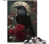 1000 Pieces Jigsaw Puzzles For Teens And Adults Crow And Rose, Suitable for Ages 14 And Up Home Decor Deal As Gifts for The Whole Family (Size 26x38cm)