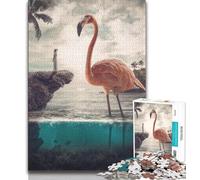 1000 Pieces Jigsaw Puzzles For Teens And Adults Curious Flamingo Adult Jigsaw,Educational Games Wall Decoration Unique Birthday And Xmas Gifts (size 38x26cm)