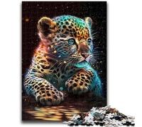 1000 Pieces Jigsaw Puzzles For Teens And Adults Cute Cosmic Baby Leopard Learning Educational Toys Fun at Home Activities, Birthday Present,Travel Gifts 38x26cm