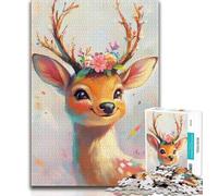 1000 Pieces Jigsaw Puzzles For Teens And Adults Cute Sika Deer,Family Activity Fun at Home Activities,Birthday Present,Travel Gifts 38x26cm