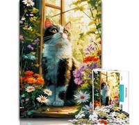 1000 Pieces Jigsaw Puzzles For Teens And Adults Daisy And Cat Teenager Puzzles,is Ideal As Gifts for The Whole Family for Age 14 26x38cm