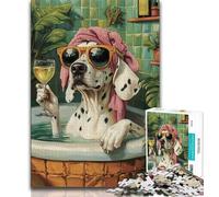 1000 Pieces Jigsaw Puzzles For Teens And Adults Dalmatian in The Bathroom Adult Puzzles,Perfect for Game Nights, Colorful Toy for Home Gift (size 38x26cm)