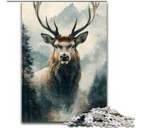 1000 Pieces Jigsaw Puzzles For Teens And Adults Deer in Mountains And Rivers, Learning Educational Toys Family Games Unique Birthday And Gifts 26x38cm