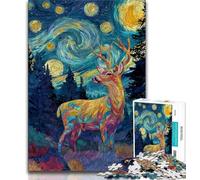 1000 Pieces Jigsaw Puzzles For Teens And Adults Deer Under The Night Sky,Challenging Game Toys for Is Ideal As A Gift for The Whole Family (75x50cm)