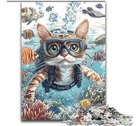1000 Pieces Jigsaw Puzzles For Teens And Adults Diver Cat,Learning Educational Toys Family Games Enhance Love between Couples 50X75CM