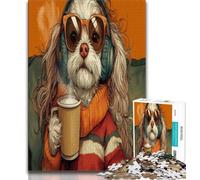 1000 Pieces Jigsaw Puzzles For Teens And Adults Dog Drinking Coffee Teenager Puzzles,Educational Stress Relief Toy Great Gifts And Toys (size 75x50cm)
