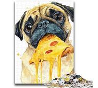 1000 Pieces Jigsaw Puzzles For Teens And Adults Dog Eating Pizza Stress Reliever Difficult Challenge Is Ideal As Gifts for The Whole Family 26x38cm