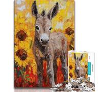 1000 Pieces Jigsaw Puzzles For Teens And Adults Donkey And Sunflower,Stress Reliever Difficult Challenge Is Ideal As Gifts for The Whole Family (38x26cm)
