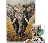 1000 Pieces Jigsaw Puzzles For Teens And Adults Elephant Oil Painting Puzzles for Adults,Challenging Difficult Deal As Gifts for The Whole Family 38x26cm