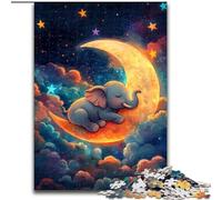 1000 Pieces Jigsaw Puzzles For Teens And Adults Elephant on The Moon, Family Game Stress Reliever Difficult Challenge A Work of Art for Ages 14+ (Size 50x75cm)