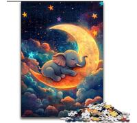 1000 Pieces Jigsaw Puzzles For Teens And Adults Elephant on The Moon, Family Game Stress Reliever Difficult Challenge A Work of Art for Ages 14+ (Size 26x38cm)