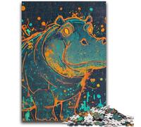 1000 Pieces Jigsaw Puzzles For Teens And Adults Fantasy Hippo Stress Reliever Difficult Challenge with Matching Poster And Trivia Sheet 26x38cm