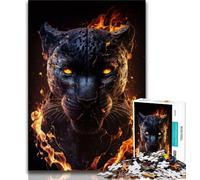 1000 Pieces Jigsaw Puzzles For Teens And Adults Fiery Flames Black Panther Adult Jigsaw,Educational Games Wall Decoration Unique Birthday And Xmas Gifts (size 75x50cm)