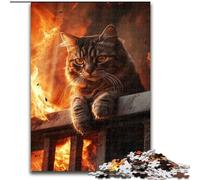1000 Pieces Jigsaw Puzzles For Teens And Adults Fire And Cat, Suitable for Ages 14 And Up Home Decor Deal As Gifts for The Whole Family (Size 50x75cm)