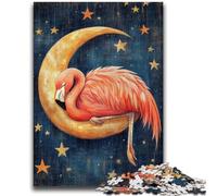 1000 Pieces Jigsaw Puzzles For Teens And Adults Flamingo Sleeping on The Moon Suitable for People Aged 14 And Above Educational Game Challenge Toy Gift For Birthdays 26x38cm