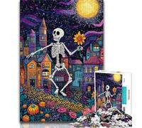 1000 Pieces Jigsaw Puzzles For Teens And Adults Flower Skull 1000 Pieces for Adults,with Matching Poster And Trivia Sheet for Ages 14+ 38x26cm