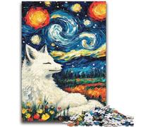 1000 Pieces Jigsaw Puzzles For Teens And Adults Fox Under The Night Sky for Age 14+ Quiz Game Fun at Home Activities, Birthday Present,Travel Gifts 26x38cm