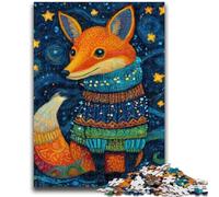 1000 Pieces Jigsaw Puzzles For Teens And Adults Fox Wearing A Scarf for Age 14+ Quiz Game Fun at Home Activities, Birthday Present,Travel Gifts 50x75cm