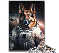 1000 Pieces Jigsaw Puzzles For Teens And Adults German Shepherd Astronaut for And 14 Years And over Interesting Stress Reduction Gifts for Friends And Family 50x75cm