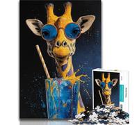 1000 Pieces Jigsaw Puzzles For Teens And Adults Giraffe Drinking A Drink,Family Game Stress Reliever Difficult Challenge Enhance Love between Couples 75x50cm