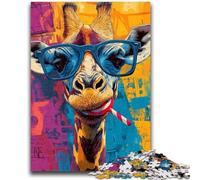 1000 Pieces Jigsaw Puzzles For Teens And Adults Giraffe Wearing Glasses 1000 Pieces for Adults,with Matching Poster And Trivia Sheet for Ages 14+ (38x26cm)
