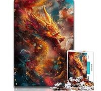 1000 Pieces Jigsaw Puzzles For Teens And Adults Golden Chinese Dragon,Challenging To Complete But Fun And Humorous Unique Birthday And Gifts 75x50cm