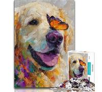 1000 Pieces Jigsaw Puzzles For Teens And Adults Golden Retriever And Butterfly 1000 Pieces for Adults,deal As Gifts for The Whole Family for Ages 14+ 38x26cm