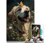 1000 Pieces Jigsaw Puzzles For Teens And Adults Golden Retriever And Butterfly Puzzles,is Ideal As Gifts for The Whole Family for Age 14 (size 75x50cm)