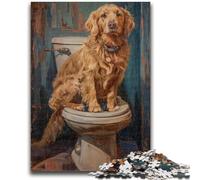 1000 Pieces Jigsaw Puzzles For Teens And Adults Golden Retriever in The Toilet Puzzles,Educational Stress Relief Toy Great Gifts And Toys (50x75cm)