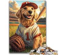 1000 Pieces Jigsaw Puzzles For Teens And Adults Golden Retriever Playing Baseball Teenager Puzzles,for Challenging Toy Game And Family Play (26x38cm)